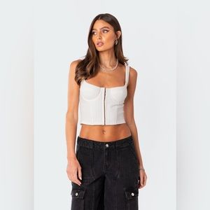 Edikted Isadora Ribbed Corset Top